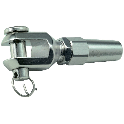 Swageless terminal with fork 