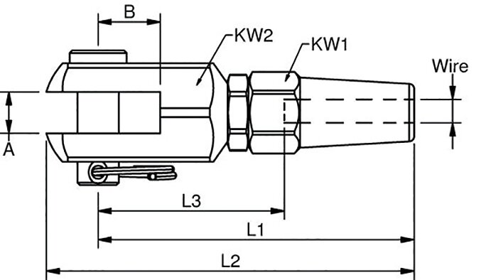 Stainless swageless terminal with fork_dwg