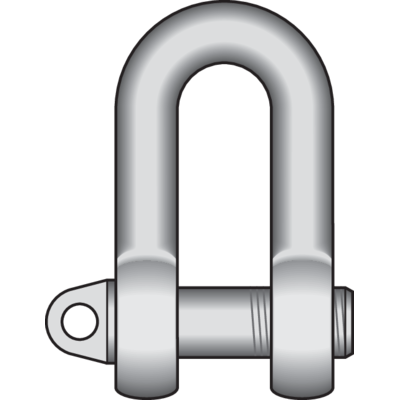 Shackle SMS 1577C, galvanized grade 30 forged according to Swedish standard 1577 type C.