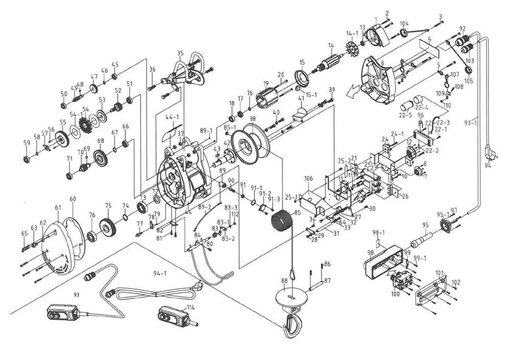 230V Electric wire hoists VAINOSH 230 components blueprint