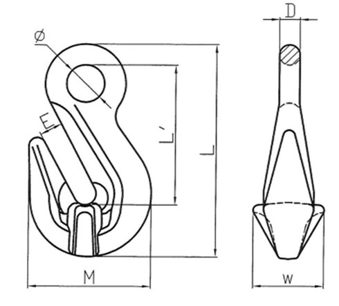 Grab Hook with eye POWERTEX GH drawing