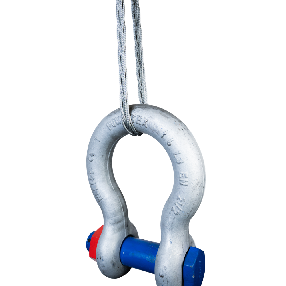 Powertex flat braided wire sling with shackle in use