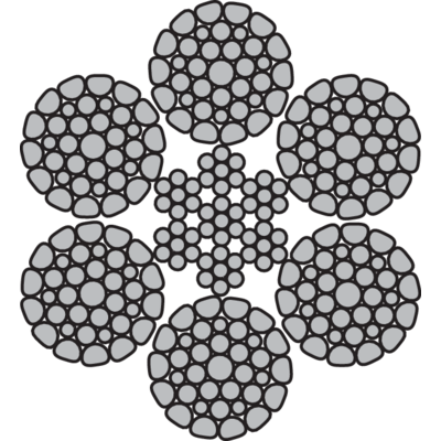 Steel wire rope - 6xK36WS-IWRC Compacted