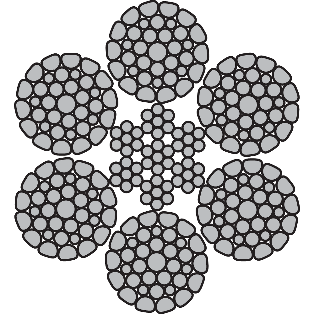 Steel wire rope - 6xK36WS-IWRC Compacted