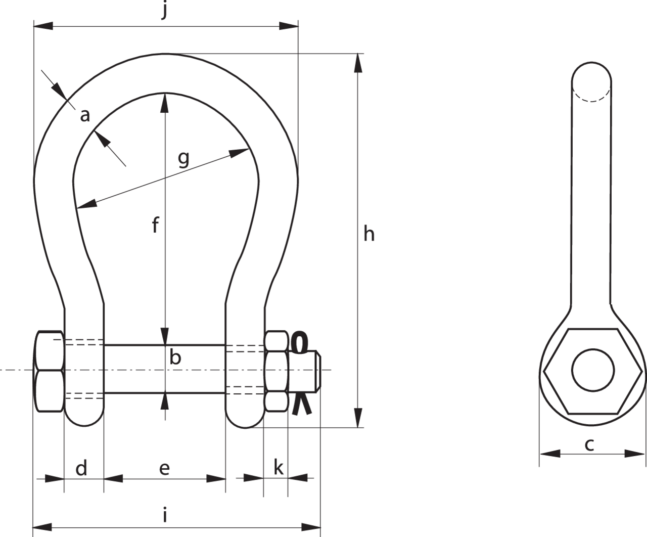 Wide Mouth Shackle G-4263 drawing